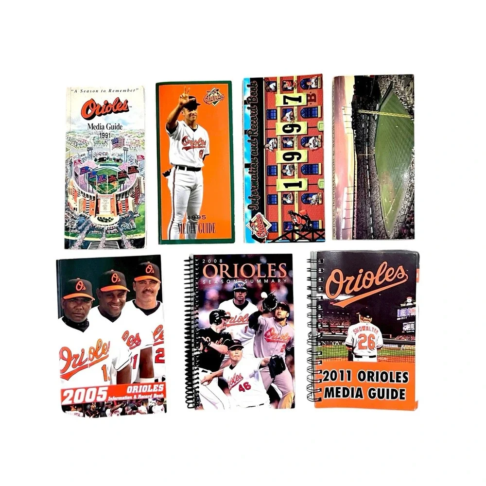 7 Vintage Baltimore Orioles MLB Baseball Media Guides 1991, 1995, 1997, 1999, 05